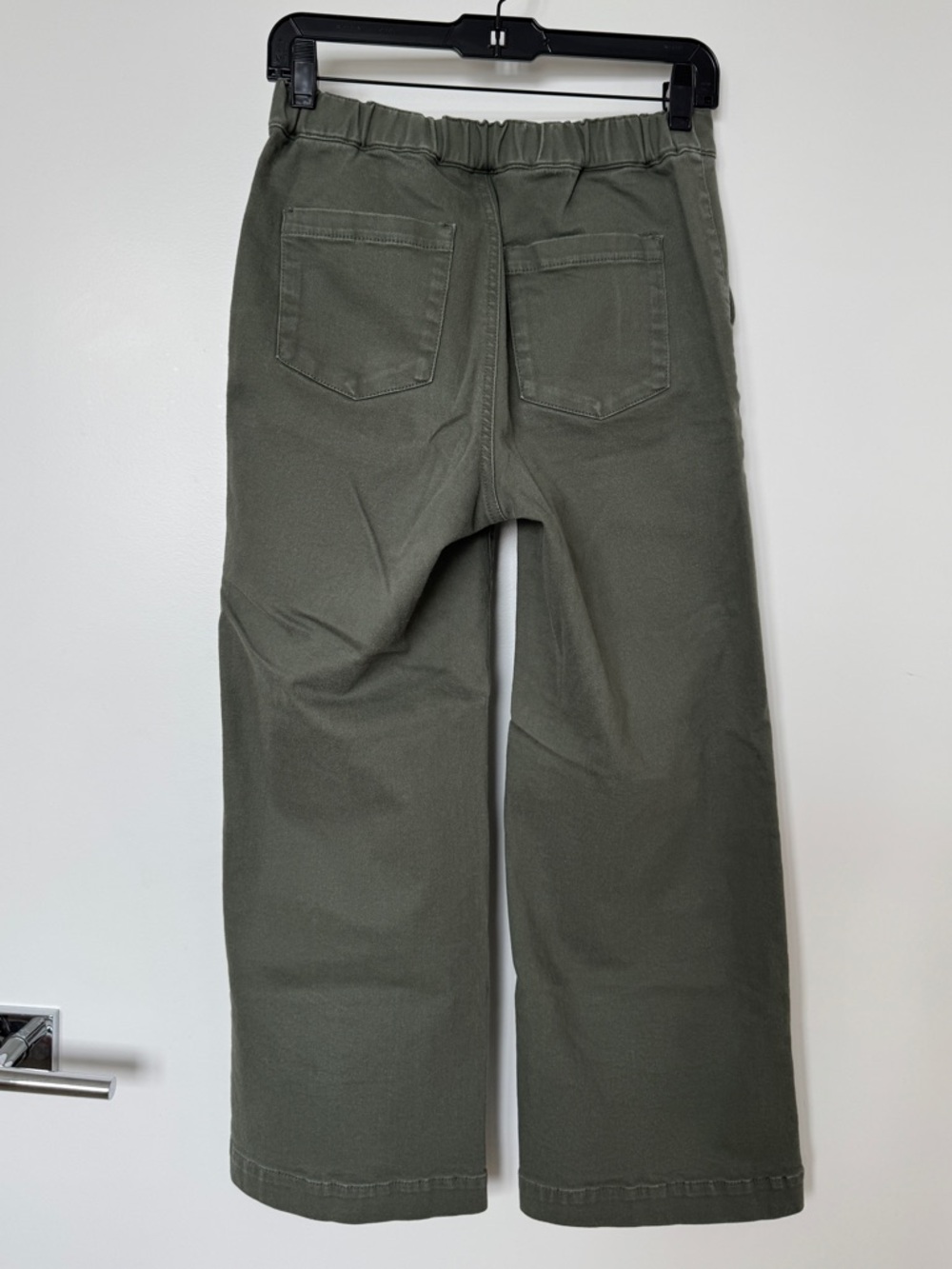 Oak + Fort Cropped Length Twill Wide Leg Pants - Thyme - Picture 3 of 6